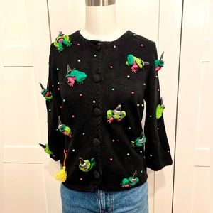 Vintage 90s Y2K Michael Simon Frog Witch Sweater